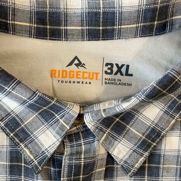 Ridgecut Toughwear Mens 3XL Short Sleeve Plaid Button Down Shirt Navy - Picture 3 of 7